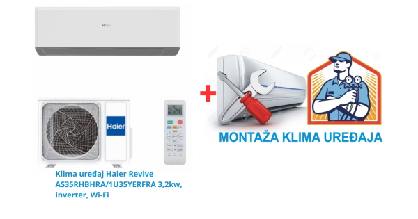 Klima Uređaj Haier Revive AS35RHBHRA/1U35YERFRA 3,2kw, Inverter, Wi-Fi ...